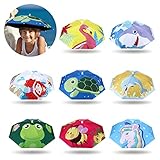 Sotiff 8 Pcs Umbrella Hat for Kids Adults 19.7'' Animal Theme Umbrella Hat with Head Strap Elastic Adjustable Fishing Umbrella Cap Folding Sun Umbrella Rain Hat for Beach Outdoor Party Hiking