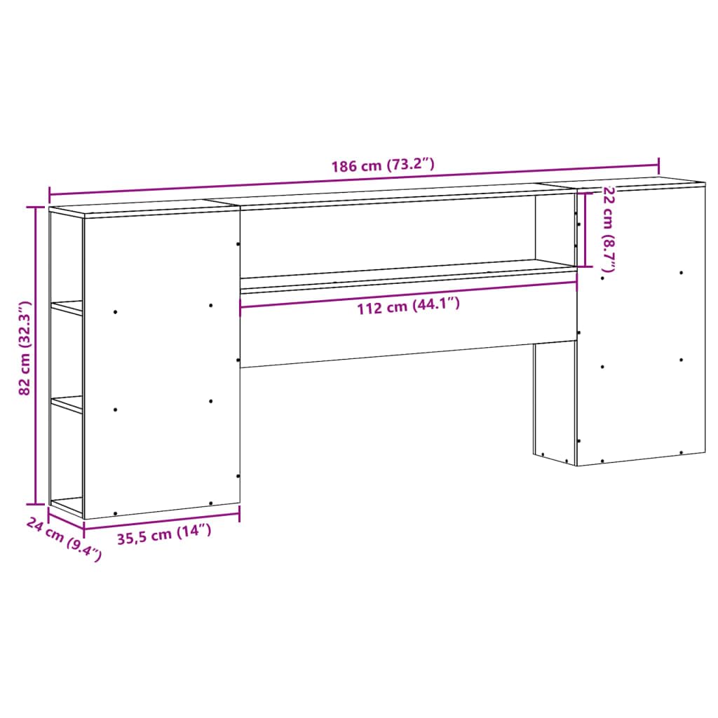 vidaXL Kopfteil, Bettkopfteil mit Stauraum, Freistehend Betthaupt für Holzbett Doppelbett, Holzkopfteil Bettzubehör Schlafzimmer, 180cm Massivholz Kiefer