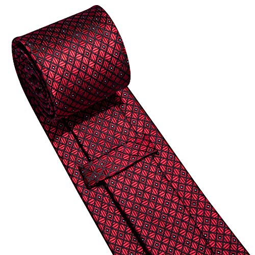 Image of YOHOWA Men Plaid /Striped Ties Set Silk Business Wedding Formal Fashion Necktie and Pocket Square Cufflinks Set