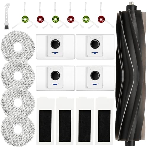 20 Stück Zubehör für Ecovacs Deebot T20 Omni / T20e Omni Saugroboter 1 Gummi Hauptbürste 4 Staubbeutel 4 Wischtücher 4 Filter 6 Seitenbürsten 1 Reinigungsbürste