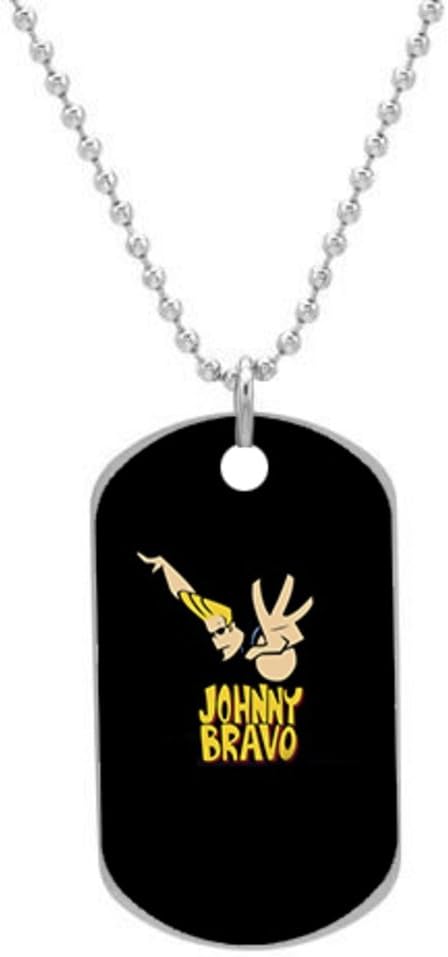 Johnny Bravo Custom Dog Tag with Neck Chain, Aluminum Oval Dog Tag Necklace Design by Vingoo