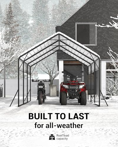 Image of GarveeLife 13 ft x16 ft x11 ft Metal Carport, Steel Heavy Duty Car Ports for All-Weather, for Cars, Motorcycles, ATV, or Boats, N.W. 500 LBS