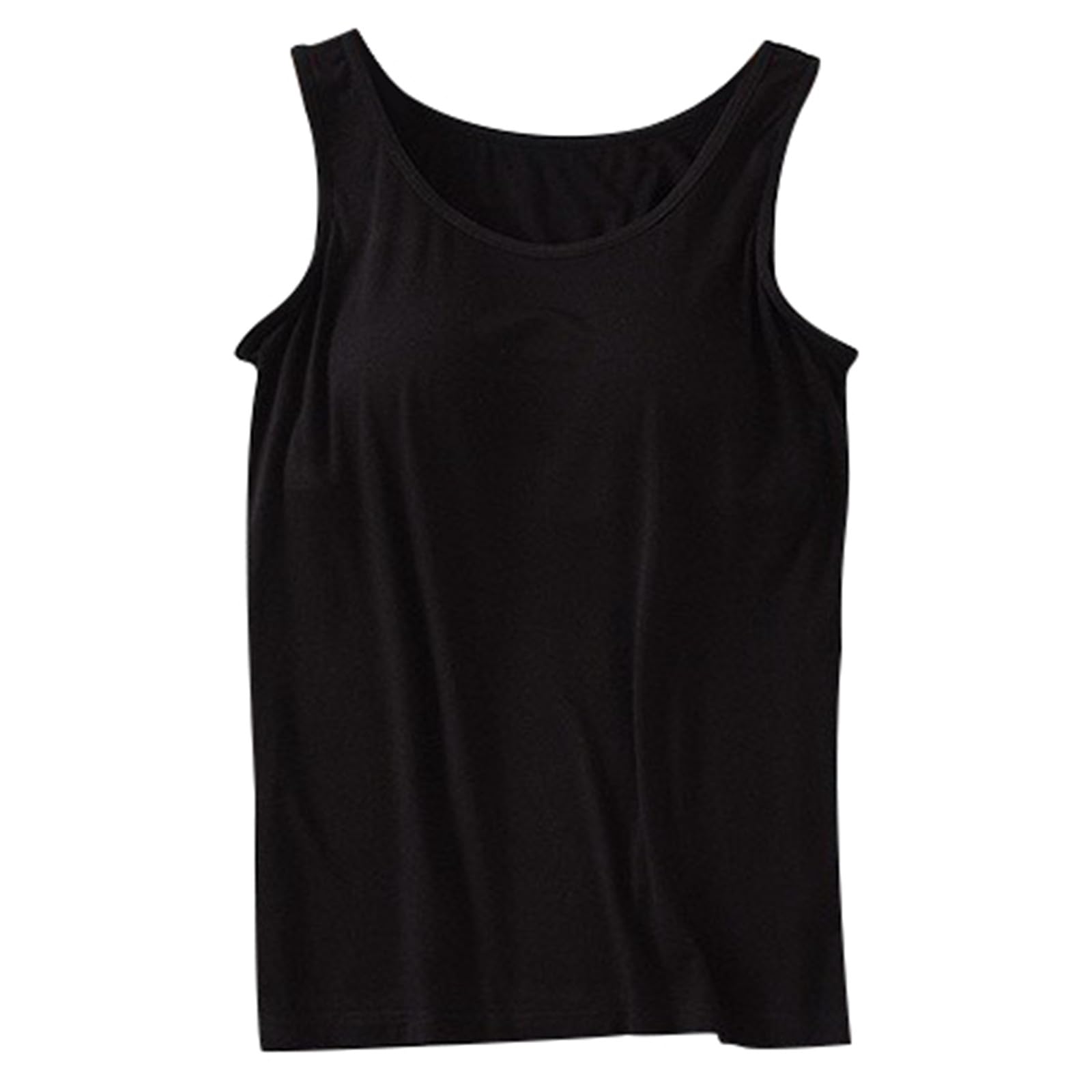 Tanks with Built in Bra for Teens Camisole Spaghetti Strap Workout Yoga Shirts Basic Padded Tank Tops Summer Clothes Black