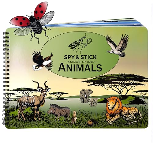 Spy & Stick - A Sticker I Spy Book - Animals (12 Habitats 350 Stickers 12 Fact Pages) Kids Games Seek and Find Crafts Activity Animal Lover Gift Travel Essential Ages 5+