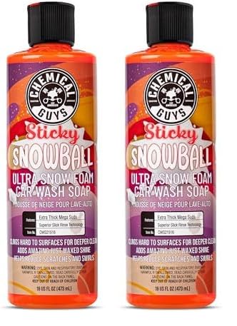 Chemical Guys CWS21516 Sticky Snowball Ultra Snow Foam Car Wash Soap (Works with Foam Cannons, Foam Guns or Bucket Washes) Safe for Cars, Trucks, Motorcycles, RVs & More 16 fl oz, Cherry Scent