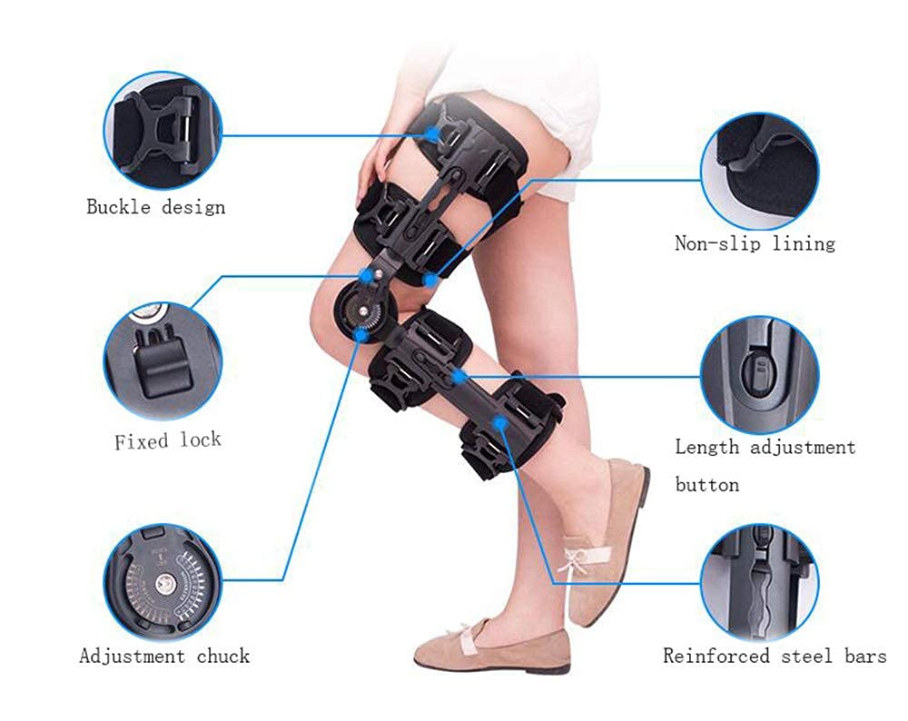 Rodillera con Bisagras, Ortesis De Rodilla, Estabilizador Articular, Rodillera con Bisagras, Férula Protectora Fija para Fracturas, Protector De Piernas, Soporte Fijo Par