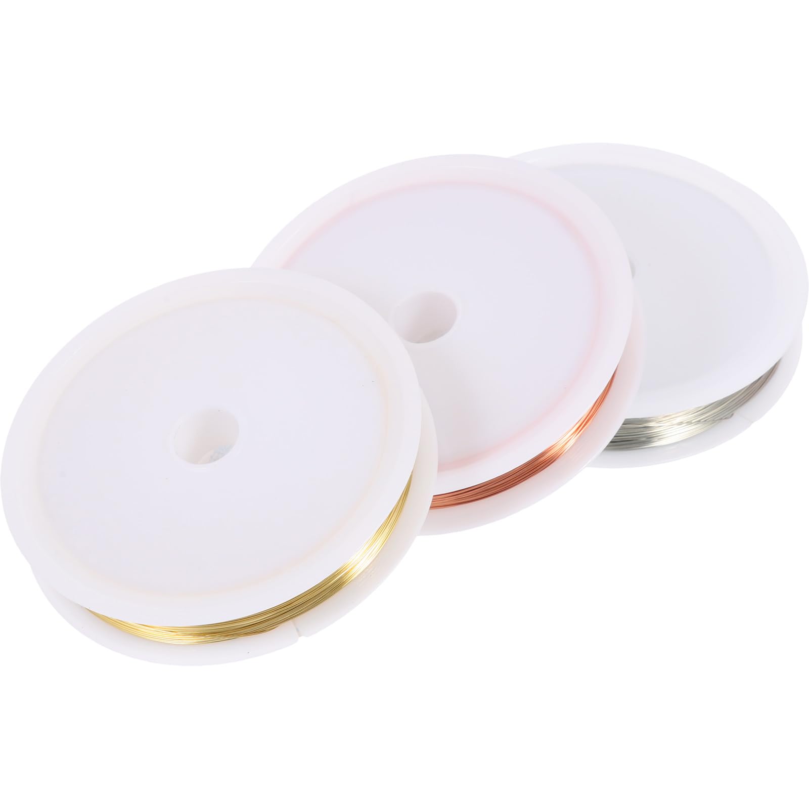 INOOMP Alambre de Cobre para Joyería Multifunción Propiedades Flexibles, 0.3mm Grosor, 3 Rollos para Tejido de Joyas y Fabricación de Collares