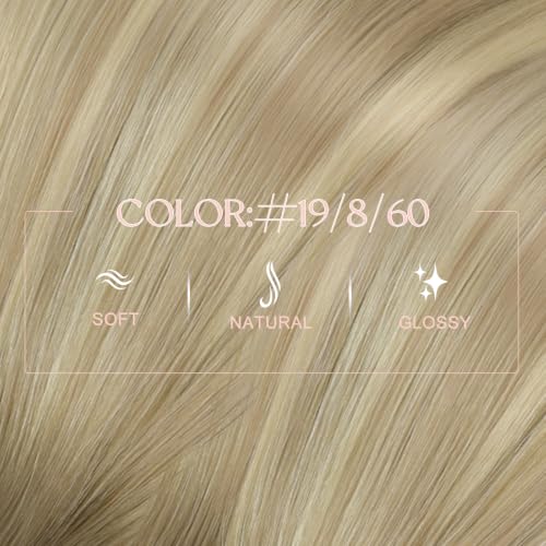 Image of Easyouth 20 Inch 50g Nano Bead Hair Extensions Ombre Nano Hair Extensions Human Hair Ash Blonde Ombre Light Brown with Blonde Balayage Nano Ring Hair Extension for Women Cold Fusion Hair