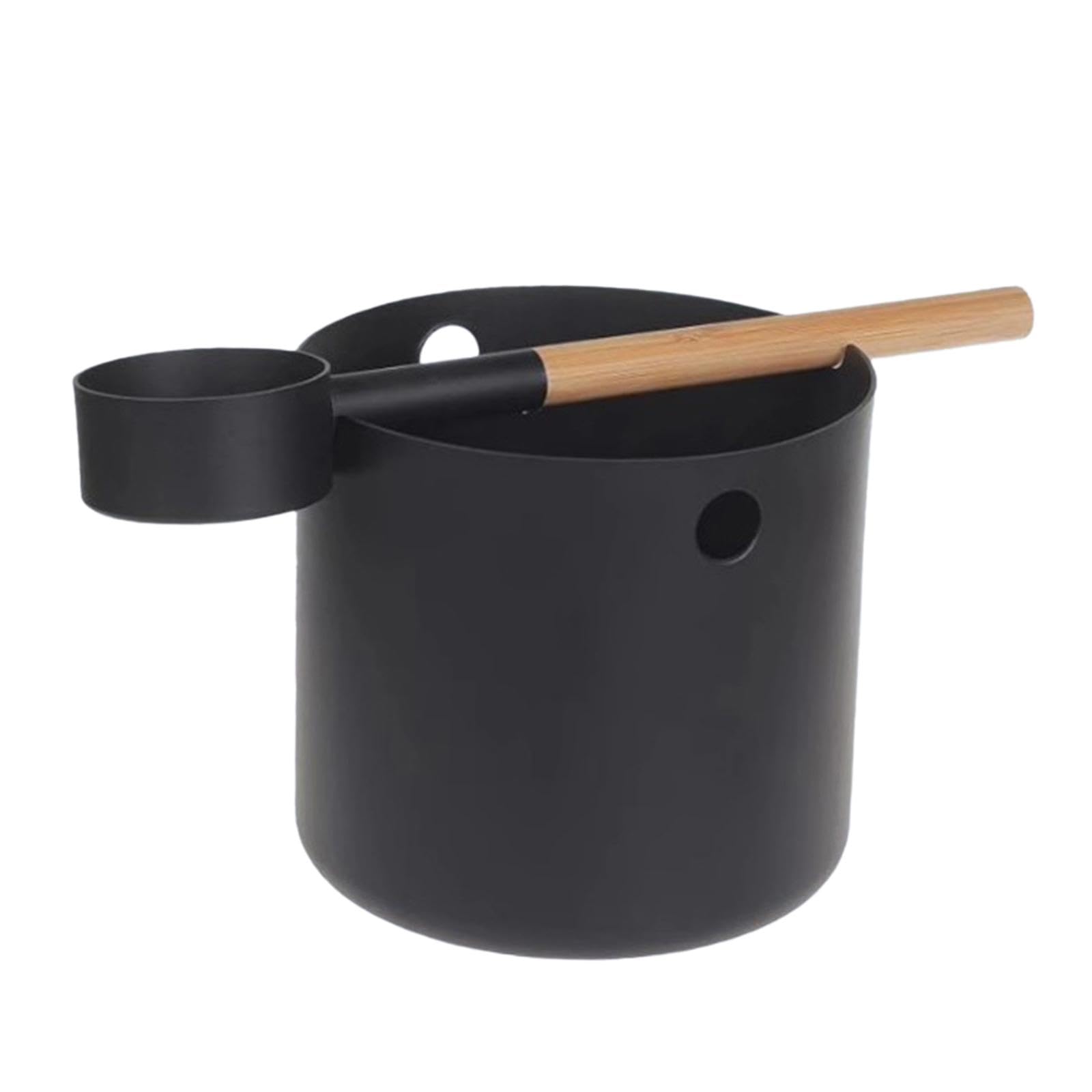 Sharplace Set Secchio E Mestolo per Sauna, Secchio in Alluminio E Legno da 5 Litri per Hotel, Bagno, Piscina