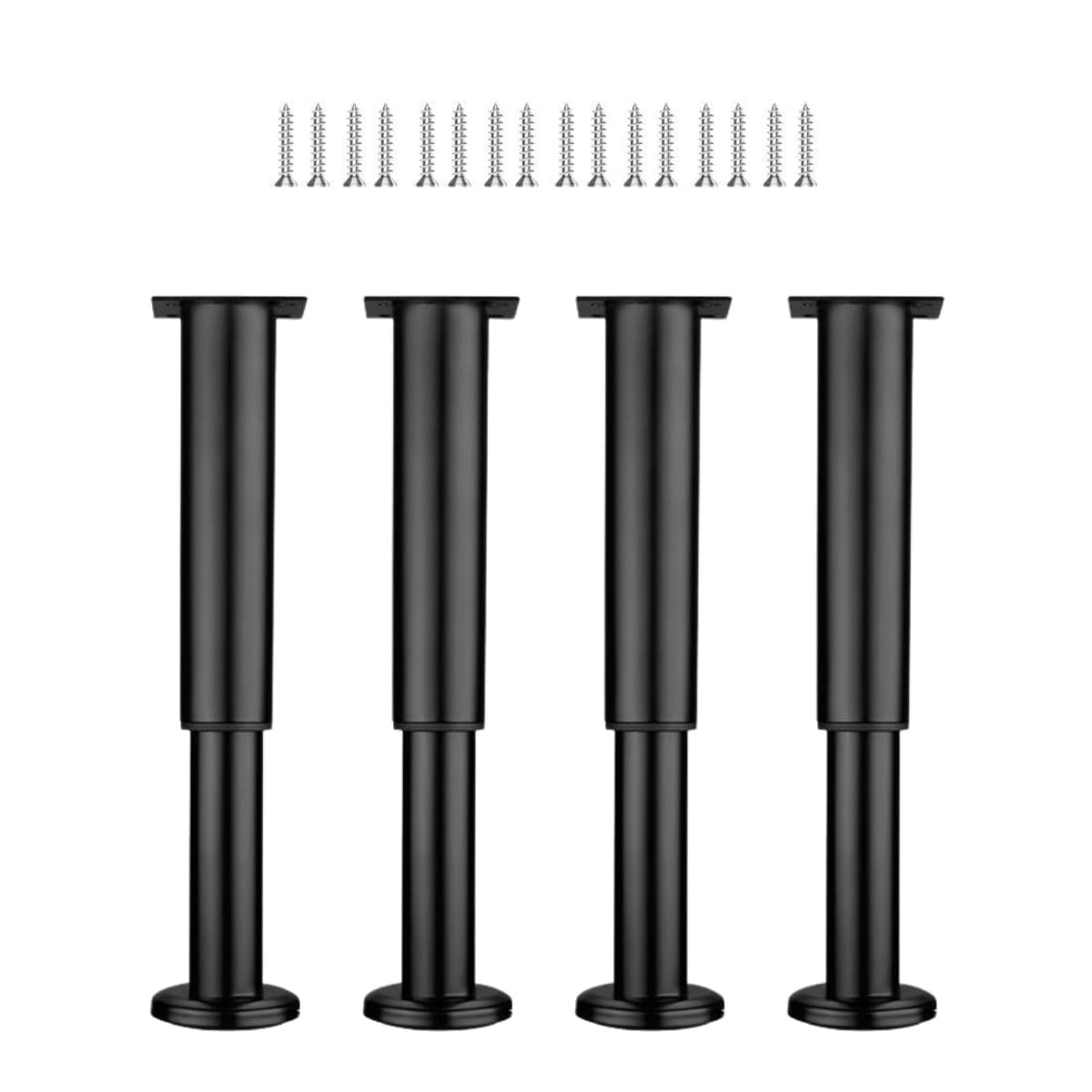 4Pcs Adjustable Furniture Legs 8-12cm, 12-18cm, 18-30cm, 25-42cm Heavy Duty Bed Replacement Support Legs, Replacement Support Leg For Furniture, Sofa, Dresser, Table(Black,12-18cm)