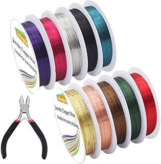 EuTengHao 10 Pack Jewelry Copper Craft Wire Jewelry Beading Wire for Bracelet Necklaces Jewelry Making Supplies (10 Colors,26 Gauge)