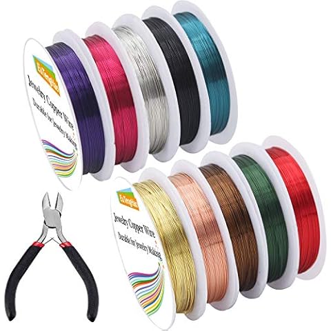 EuTengHao 10 Pack Jewelry Copper Craft Wire Jewelry Beading Wire for Bracelet Necklaces Jewelry Making Supplies (10 Colors,26 Gauge) Cover