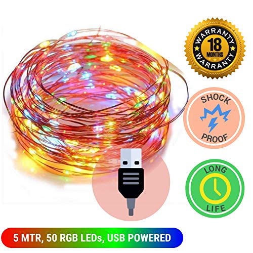 Image of MANSAA M15 USB LED String Light | 5 Meter 50 LEDs | Multicolor | USB Operated | Home Decor LED Light