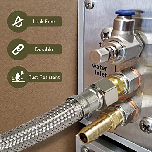Highcraft CNCT27920-OM-2 Faucet Supply Line Connects Kitchen Sink To Water Supply, Braided Facuet Connector with 3/8 x 3/8 In FIP Female Compression Fitting, Stainless Steel 12 In (Pack Of 2) - Thumbnail 4