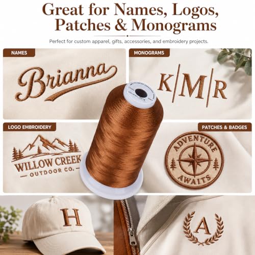 Image of Simthread 5000M 40WT Polyester Embroidery Thread, Tawny Brown S014 | 5000M 40WT polyester thread feeds smoothly for machine embroidery, monograms, logos, patches and quilting.