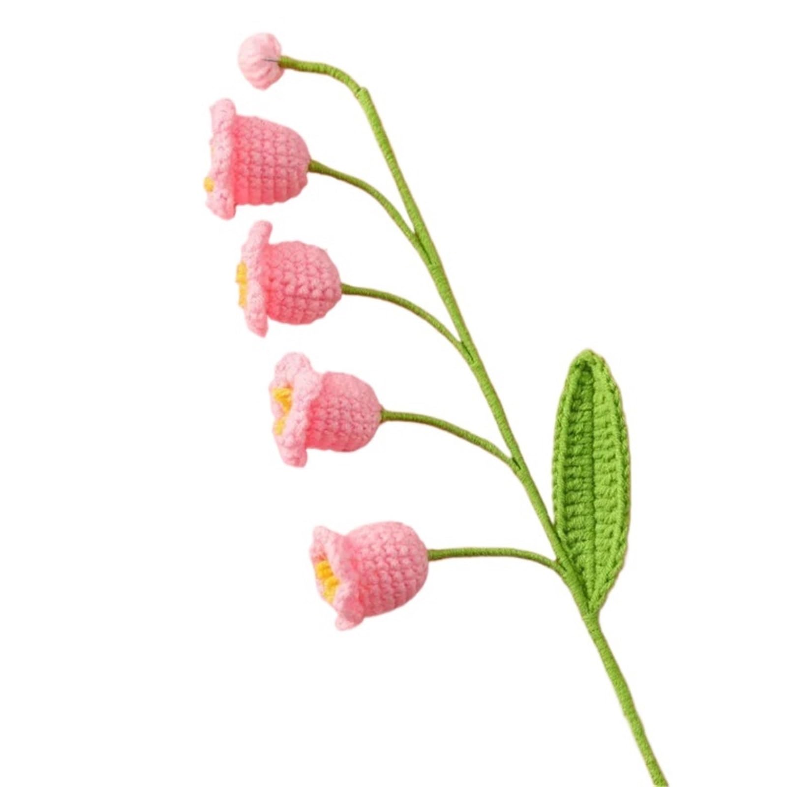 ENWWCH 4pcs Crochet Bell Bouquet Finished Kintted Flower Fake Flowers For Home(Color1)