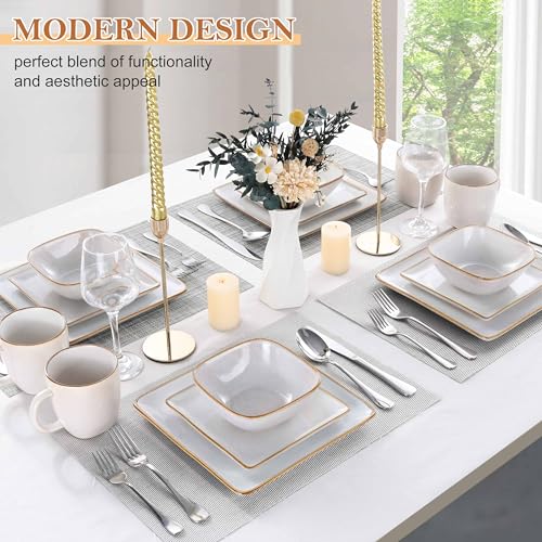 Lianyu 16 Piece Square Dinnerware Sets With Mugs thumb #6