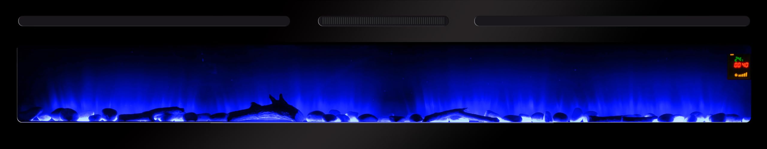 Chemin’Arte Cheminée Électrique Encastrable Effet Flammes LEDs Élysée Infinity 228 cm - Conçue en France - Chauffage 2000W Thermostat électronique - Garantie 2 Ans