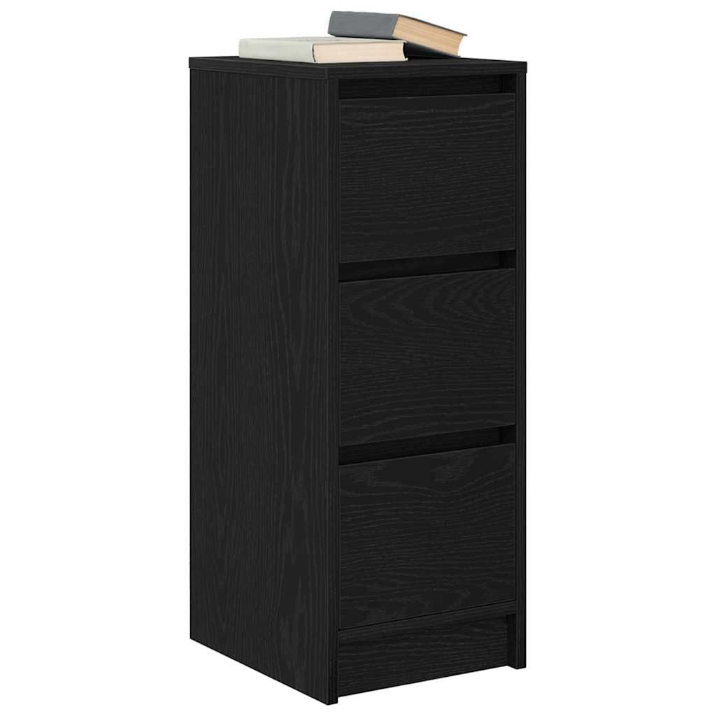Aparador fácil de limpiar para almacenamiento de cocina y salón con placa superior fija y construcción estable en aspecto de roble negro