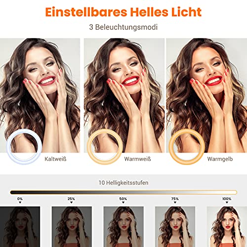 Gorrow 10 Zoll Ringleuchte mit Handyhalterung, Ringlicht mit Stativ Handy, Tiktok Light Ringleuchte mit 3… – Bild 3