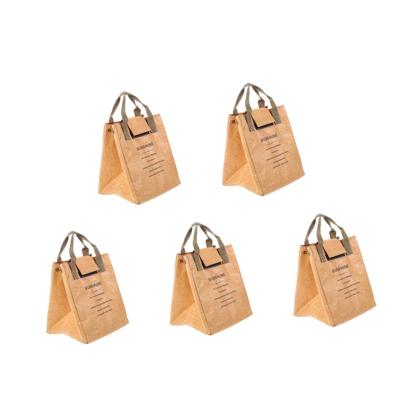IMIKEYA 5stücke Isolierte Lunch Tote Bag Aus Kraftpapier Mit Aluminiumfolie Tragbare Und Langlebige Brotdose Für Büro Und Picknick Für Erwachsene