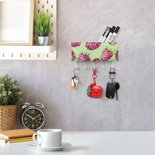 Gancho para llaves de pared resistente con diseño de melocotón y frambuesa 8