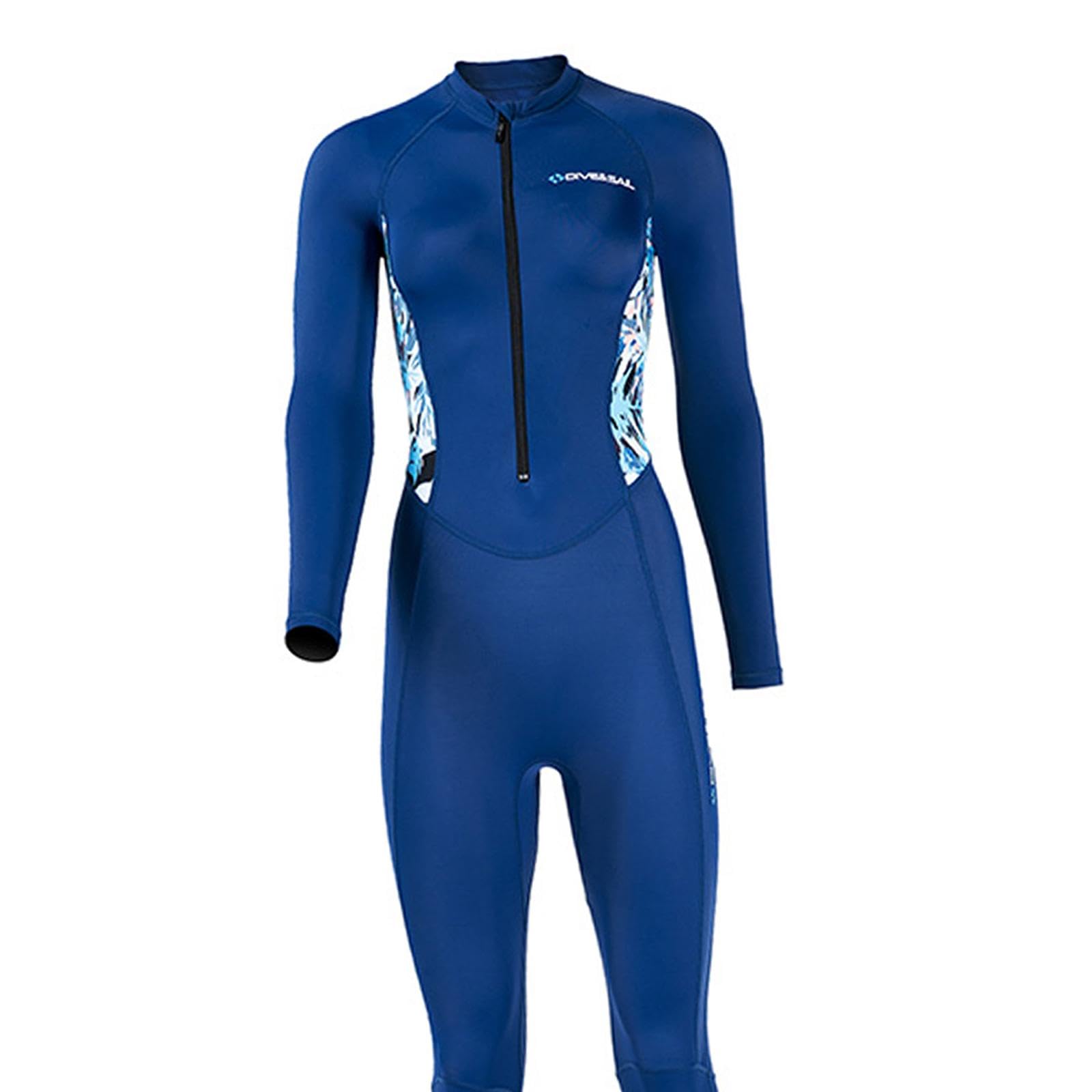 Traje de Neopreno para Adultos, Traje de Baño de Cuerpo de Manga Larga para Buceo, Kayak, Natación, Deportes Acuáticos, Buceo Y Surf, Azul l