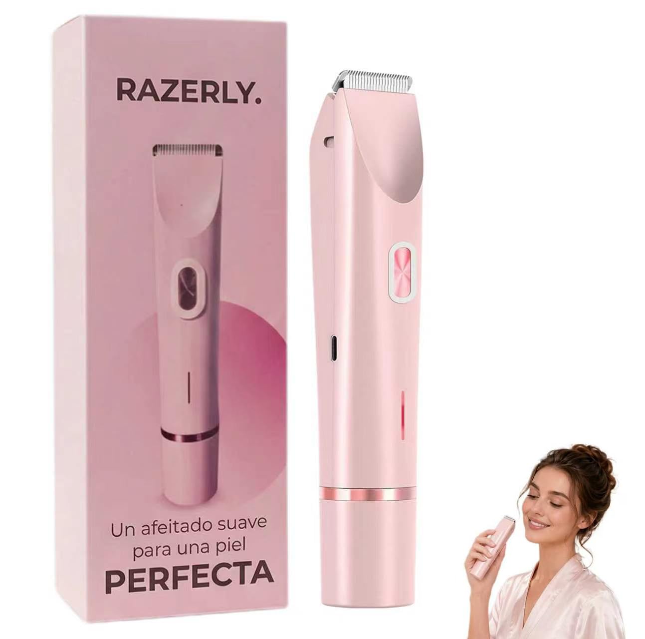 Maquinilla 2 En 1 Para Bikini Ycuerpo Razerly, depiladora razerly maquinilla mujer, Afeitadora eléctrica apta para zonas íntimas, axilas, piernas y piel sensible (1 PC)