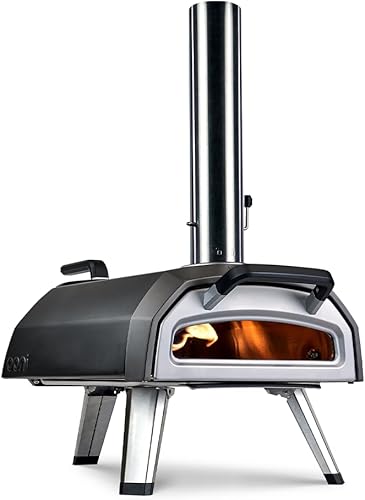 Ooni Karu - Horno de pizza multicombustible para exteriores, horno de pizza de madera y gas con piedra para pizza y termómetro integrado, horno de
