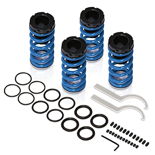 AJP Distributors Height Adjustable Suspension Lowering Springs Coilover Scaled Sleeves Kit Blue Compatible/Replacement For Jetta Golf GTI MK3 1993 1994 1995 1996 1997 1998 1999 93 94 95 96 97 98 99