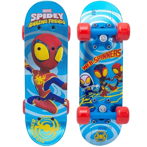 Marvel Spidey and His Amazing Friends Monopatín, Tabla Antideslizante, Ligero, Estable hasta 20 kg, 42 cm (Spider-Man)