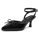 Lensbury Women’s Kitten Heel Slingback Heel | Pointed Toe Patent Dress Shoes with Adjustable Strap I Comfortable Stylish Heels for Party, Office & Formal Wear I Lightweight & Durable I 2 inch Heel Height I gallery image