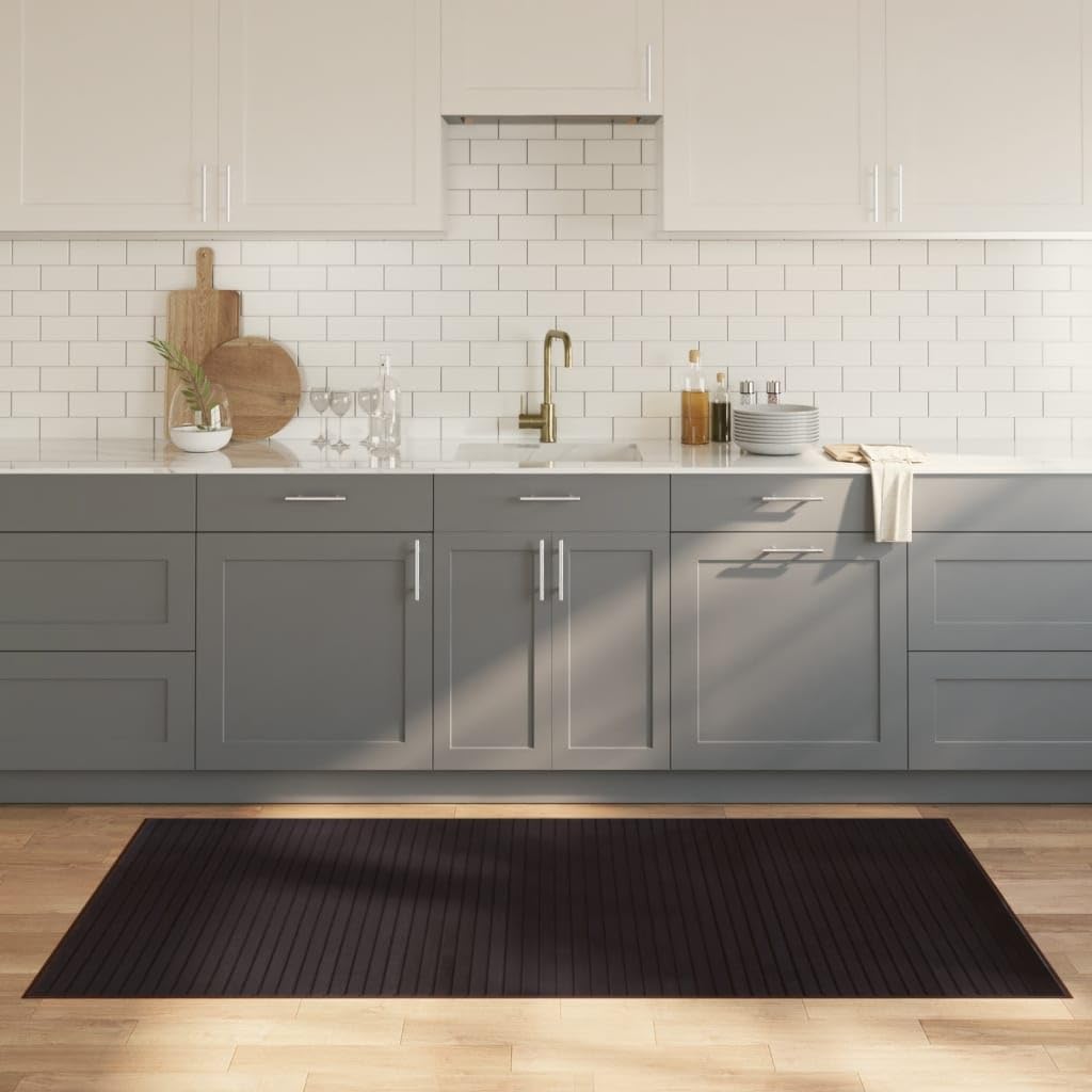 Tapis bambou marron foncé 100x200 anti-glisse : la solution durable contre les tapis qui glissent