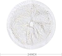 Vista 3 de S-DEAL Falda de árbol de Navidad con bayas doradas, falda de árbol de felpa de piel sintética de 24 pulgadas para decoración navideña del hogar