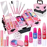 🎀【Cosmético real no tóxico y lavable】 Estos juegos de maquillaje lavables reales están hechos de materiales no tóxicos y a base de agua, que se pueden limpiar con agua tibia y jabón. No contiene parabenos, es suave y agradable para la piel. Nuestros cosméticos han pasado la prueba de seguridad, se pueden usar con confianza. Sin embargo, realice una prueba de sensibilidad de la piel antes de usar el producto.