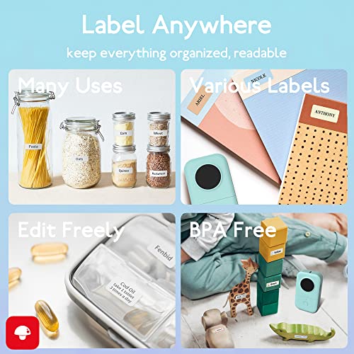 Image of Phomemo Label Maker Machine with Tape D30 Portable Label Maker, Bluetooth Mini Label Printer, Labeler, for iOS & Android, for Office & Home, with 12x40mm Roll(White, 80 Labels)