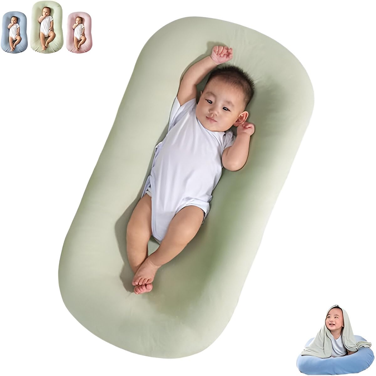 Cubbycoo Gubei Newborn Bionic Sleeping Bed in Lake Green – Movable