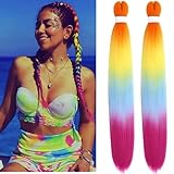 Rainbow Braiding Hair Pre stretched Knotless Braids Braid in Hair Extensions
