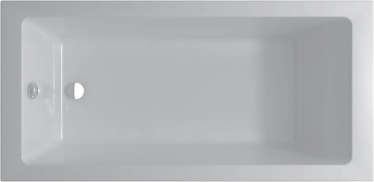 Fine Fixtures Drop In White Soaking Bathtub, Fiberglass Acrylic Material, 60"L x 30"W x 19"H