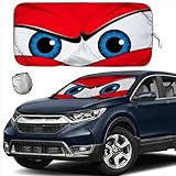 [2025 Upgrade] TDCQQGQQ Windshield Sunshade for Cars - Cartoon Eyes Design, Universal Fit for 46”-64” x 34”, Heat Reduction and UV Protection, Foldable Sun Visor for Front Windshield,63 L x 34' W