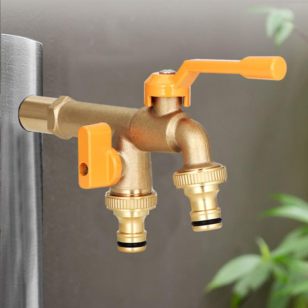 Doppio rubinetto da giardino – Rubinetto da parete per esterni per irrigazione efficiente – facile da installare per uso esterno