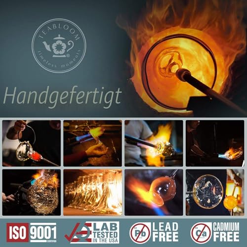 Foto von Teabloom Vollständiges Blütentee-Set - Borosilikatglas Teekanne - 12 blühende Tees - Teekannenwärmer - 4 Doppelwandige Gläser