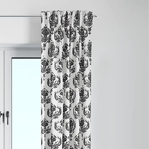Bacati - Classic Damask White/Black Curtain Panel