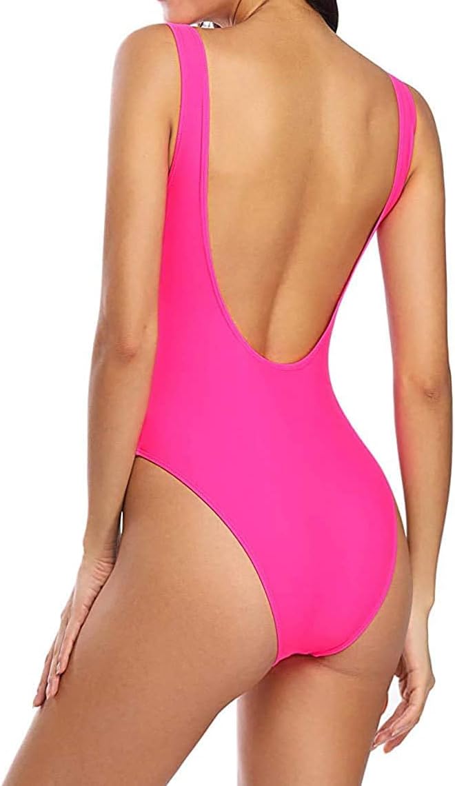 MIAIULIA Women's Retro 80s/90s Inspired High Cut Low Back Padding One Piece Swimwear Bathing Suits - Image 5