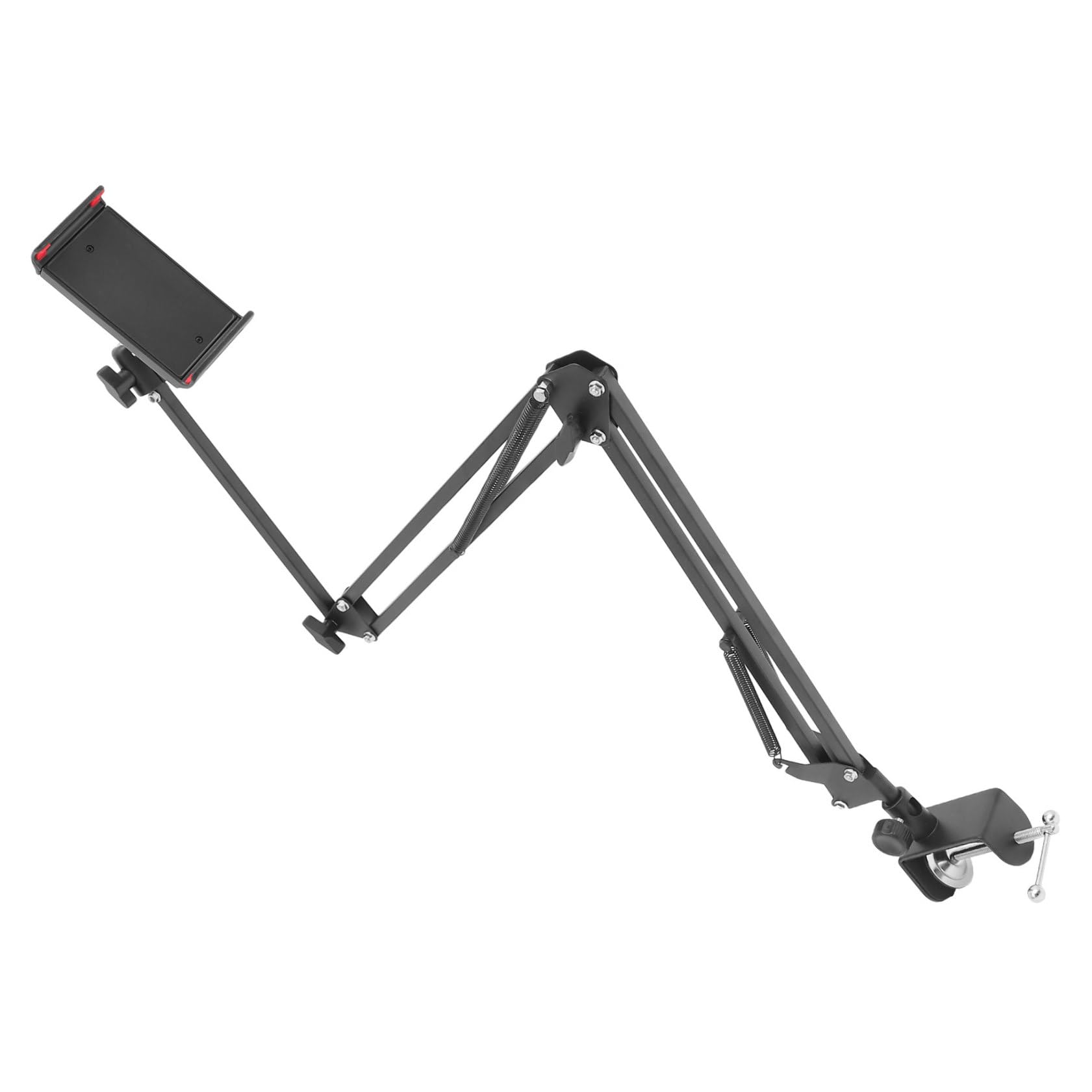 Metallische Tisch Tablette Halterung, Ausziehbar, Klappbar, Teleskopierbar | Schwarz, für Vertikale Flächen und Küchenschränke, 1 Stück, Verstellbare Blickposition