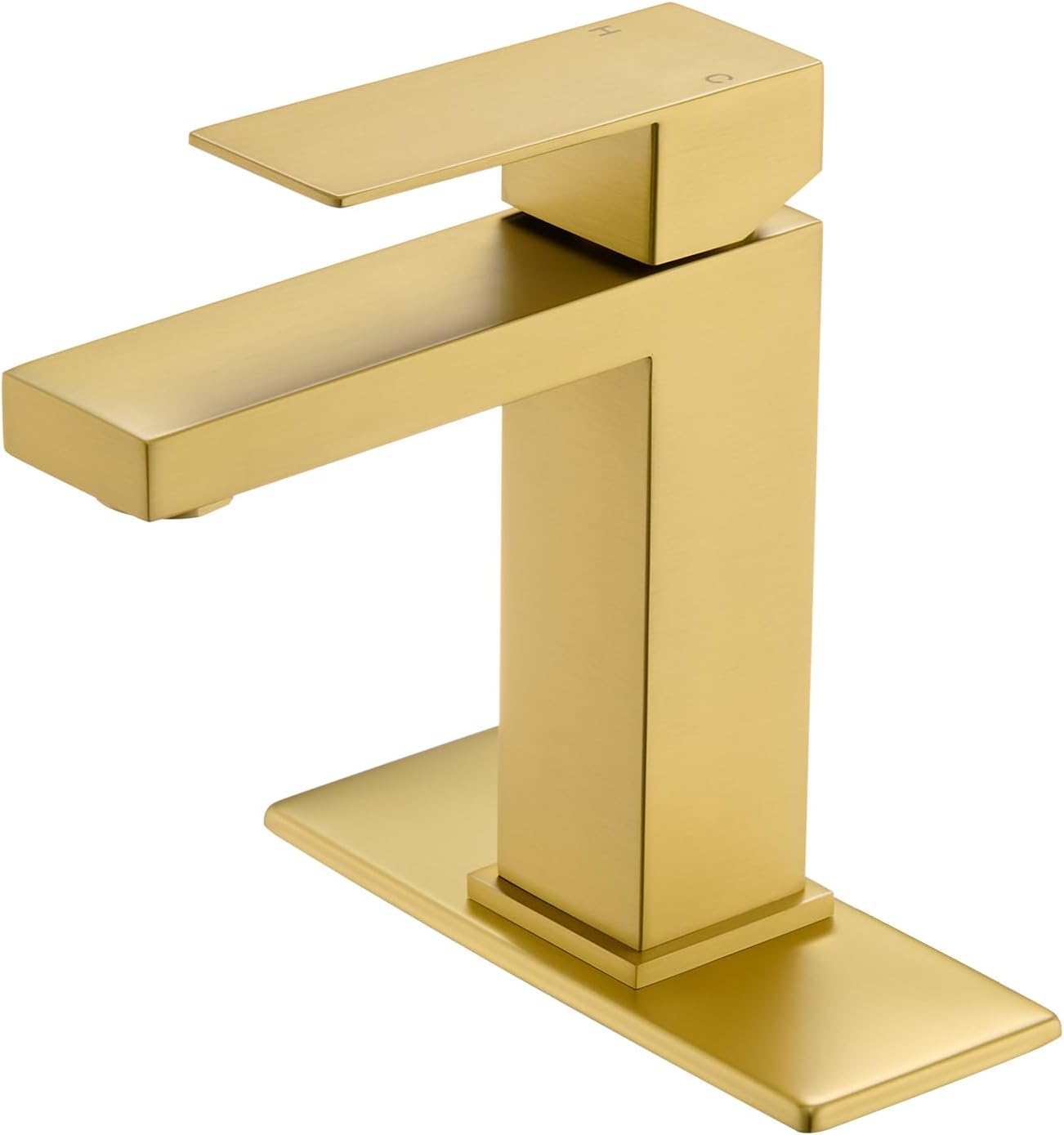 Brush Gold Bathroom Faucet, Stainless Steel Vanity Faucet with Pop Up Drain Stopper and Water Hoses, Easy to Install Bathroom Faucet 1 Hole for Bathroom Sink, Vanity, RV, Farmhouse