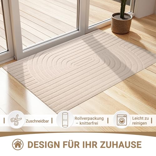 Tuocal Fußmatte 40x60cm, rutschfeste Maschinenwaschbare Schmutzfangmatte, Teppich Wohnzimmer Innen und Außen Türmatte, Wasserdicht Fussmatte für Eingang, Flur, Haustür