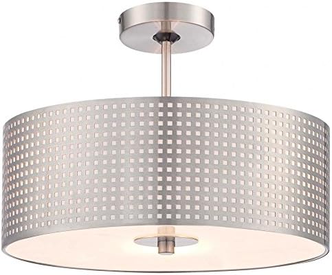 George Kovacs P5747-084 Grid Three Light Semi Flush Mount, Brushed Nickel