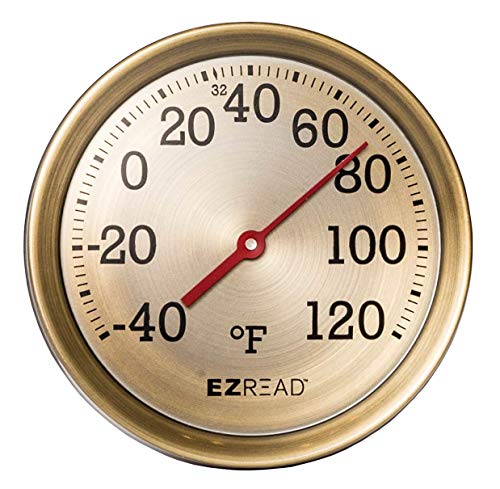Headwind Consumer Products Brass Thermometer, 8" EZRead 840-0092 Antique Metal Dial Th