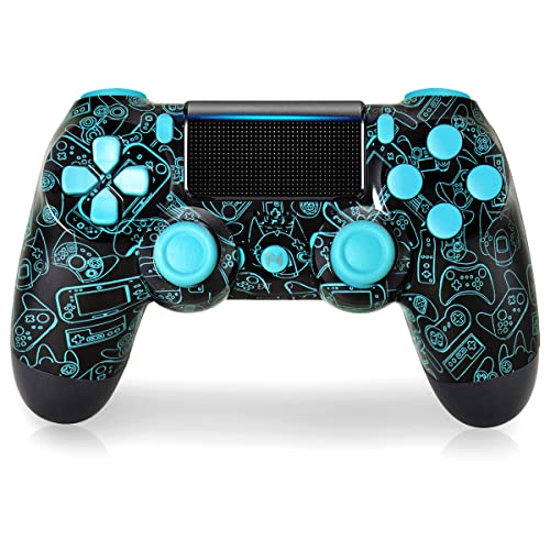 Wireless Controller für ps4,JORREP Bluetooth Controller kompatibel mit ps-4 /Pro/Slim mit Dual Vibration,Panel Touch,Audio Jack Blau Cover